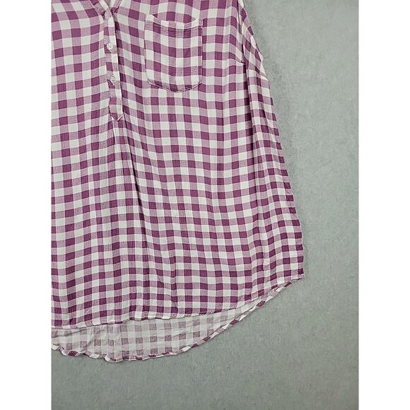 Market Spruce Purple White Gingham Sleeveless V Neck Tank Top Women's Plus 2X - Picture 5 of 12